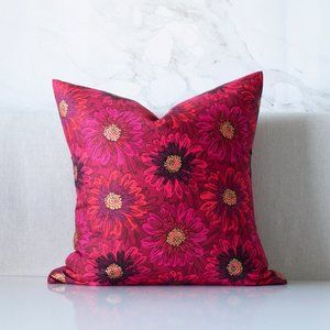 Red and Pink Floral Pillow Cover
